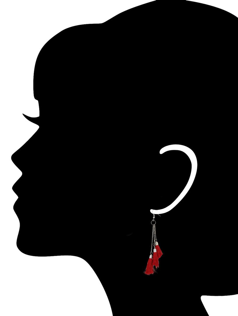 red metal tassel earrings - 13918573 - Zoom Image - 2