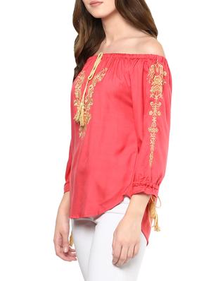 embroidered off shoulder top - 13921749 - Standard Image - 2