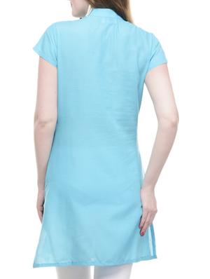 turquoise cotton kurta - 13927460 - Standard Image - 2