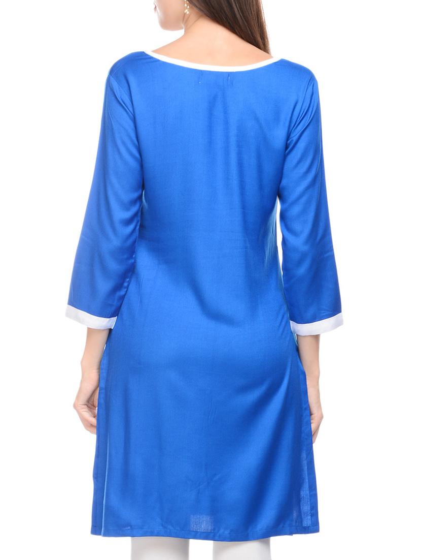blue viscose kurta - 13927484 - Zoom Image - 2