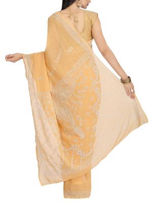 ada beige chikankari saree with blouse - 13931291 - Standard Image - 2