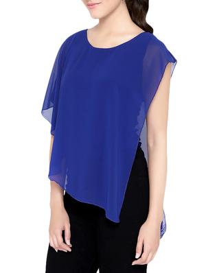 blue georgette asymmetric top - 13933637 - Standard Image - 2