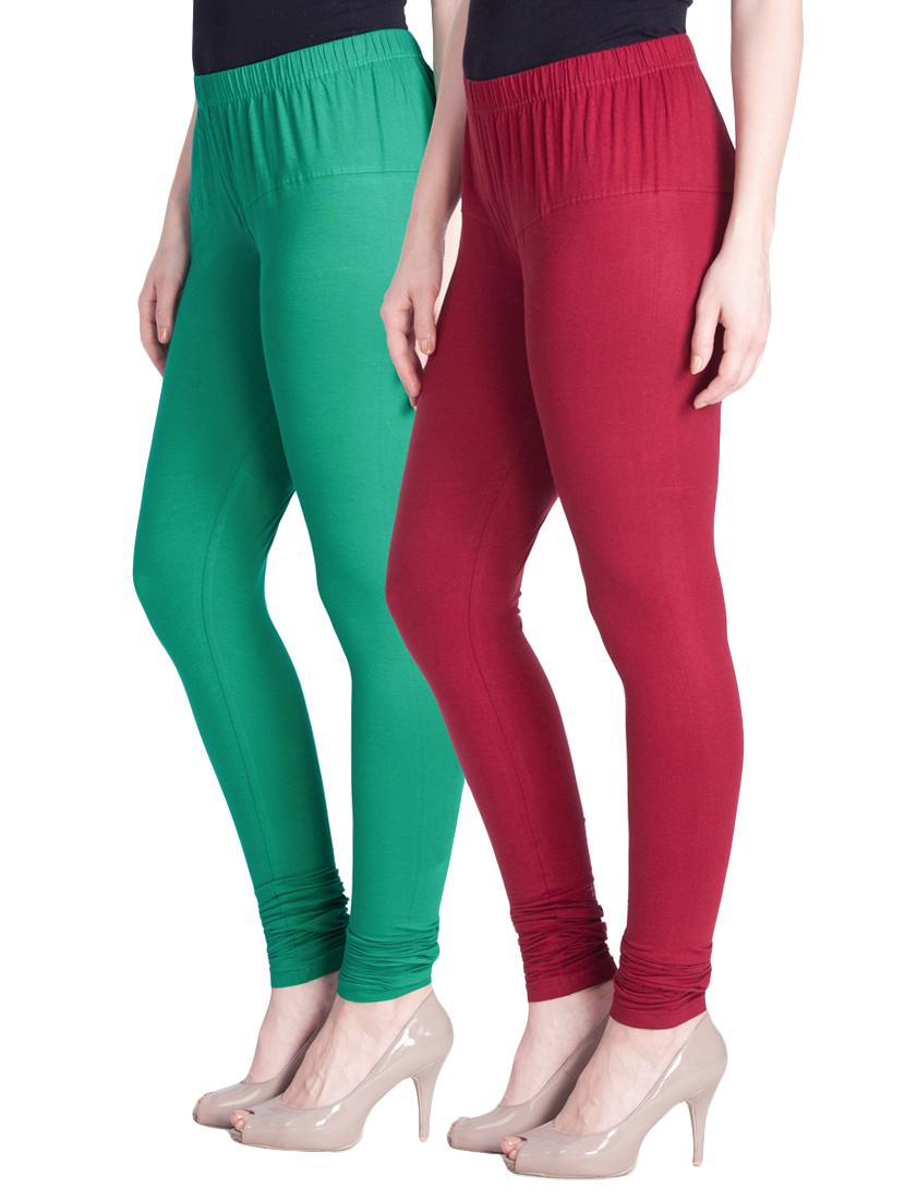 set of 2 multicolored cotton spandex leggings - 13934688 - Zoom Image - 2