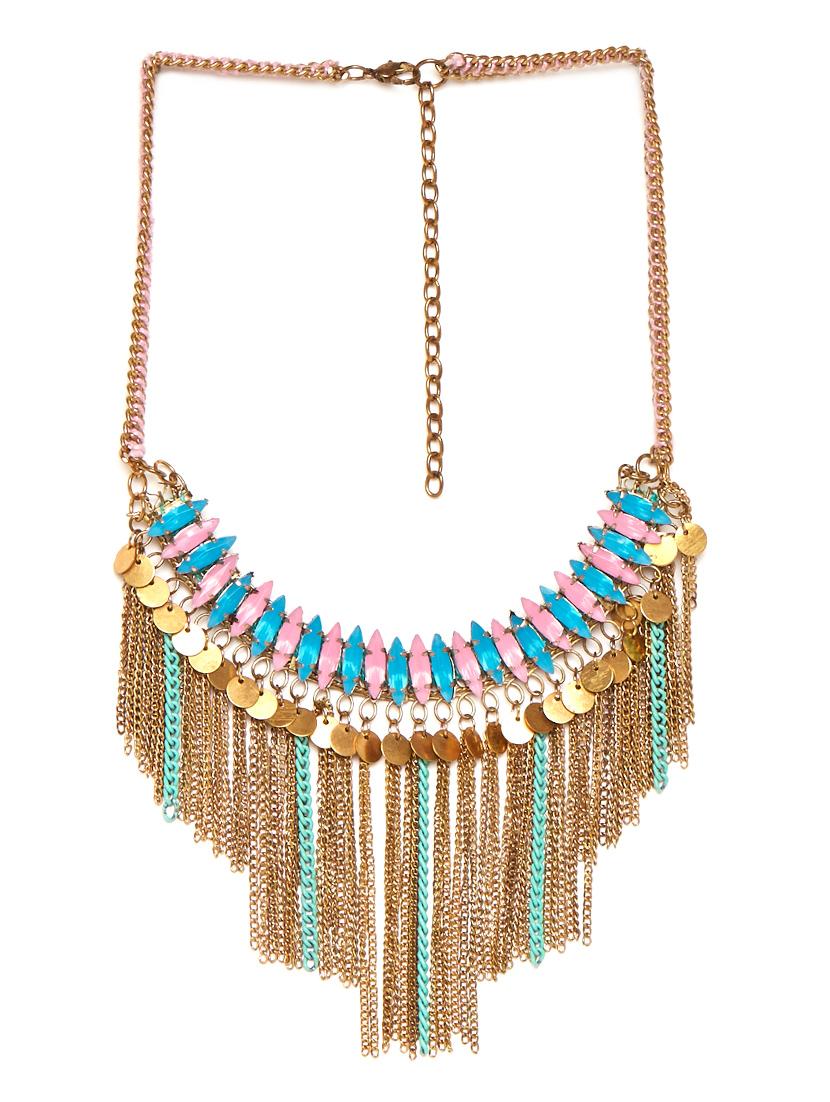 multi colored gold tone necklace - 13936993 - Zoom Image - 2