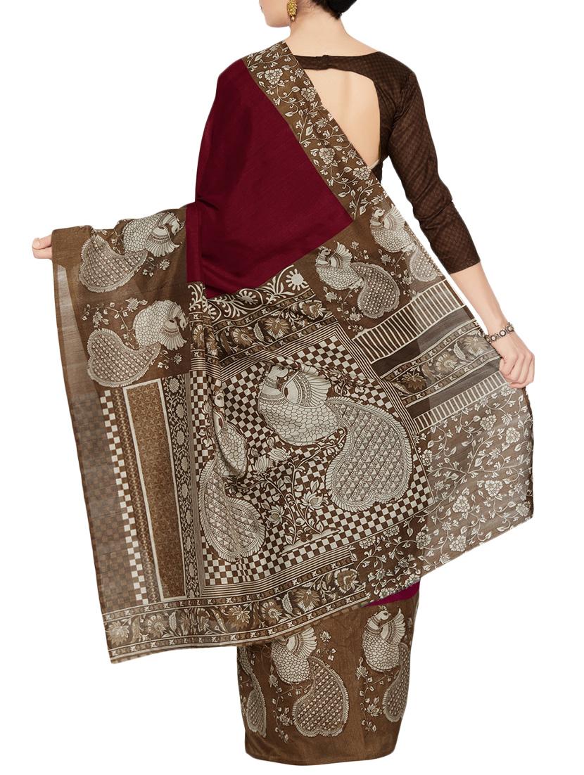 magenta art silk bhagalpuri saree with blouse - 13940415 - Zoom Image - 2