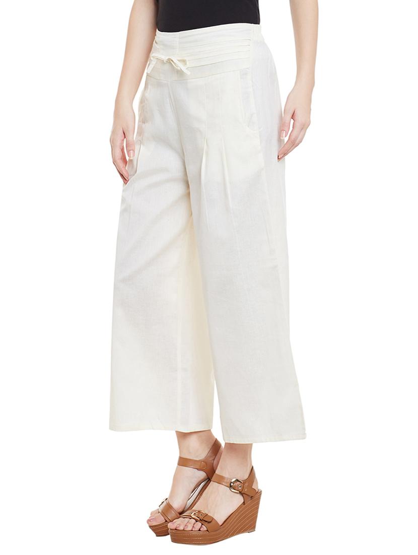 white cotton wide leg trouser - 13947141 - Zoom Image - 2