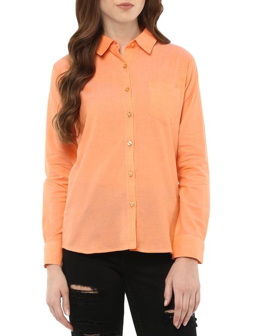 orange cotton solid shirt - 13947202 - Very Small Image - 1