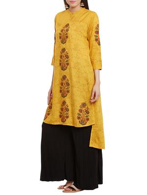 High-low block print kurta - 13947284 - Standard Image - 2