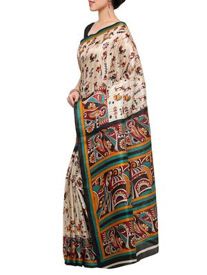 beige art silk printed saree with blouse - 13950793 - Standard Image - 2