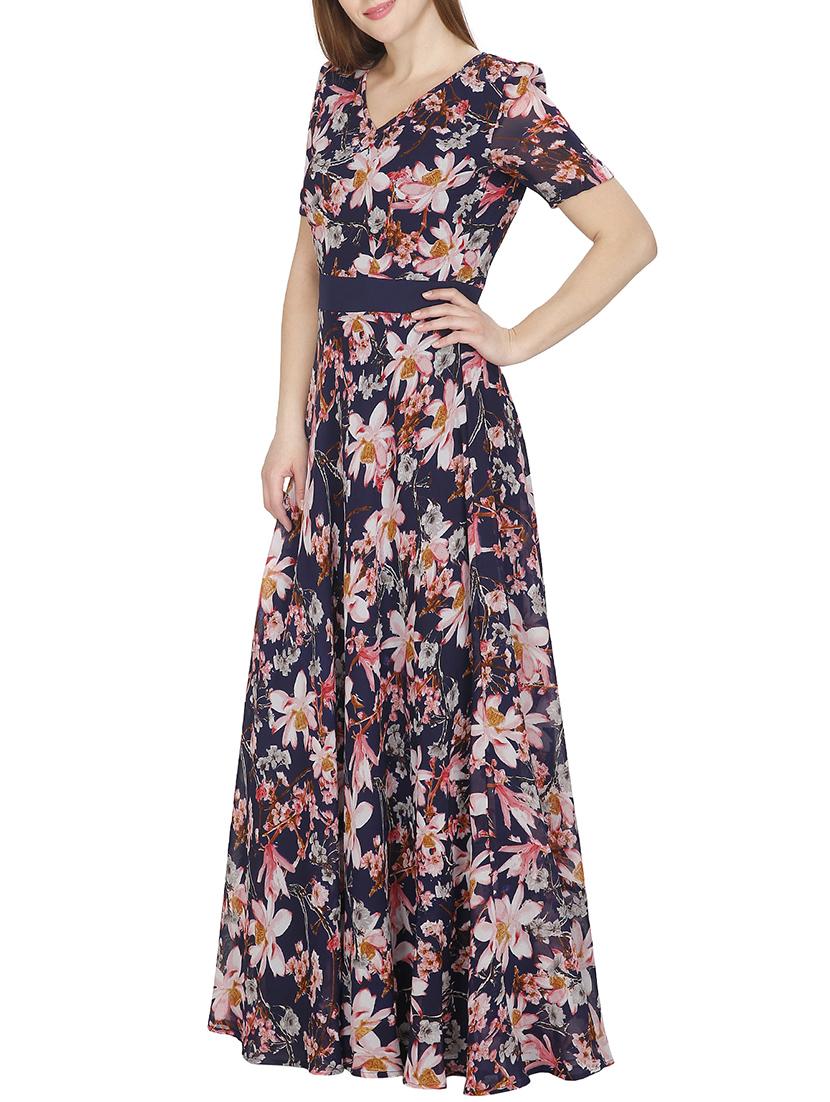 v neckline floral gown - 13959907 - Zoom Image - 2
