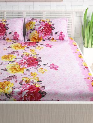 Divine Casa Cotton Printed Double Bed Sheet With 2 Pillow Covers - 13964577 - Standard Image - 2