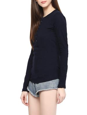 navy blue cotton regular tee - 13968089 - Standard Image - 2
