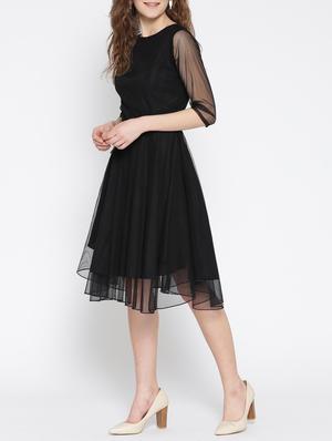 solid belted flare dress - 13973541 - Standard Image - 2