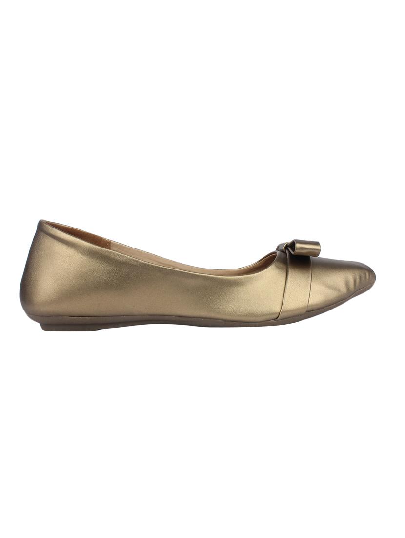gold pu slip on ballerina - 13973837 - Zoom Image - 2