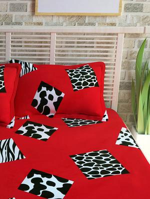 Story @ Home 300 TC 100% Cotton Red 1 Double Bedsheet With 2 Pillow Cover - 13975177 - Standard Image - 2