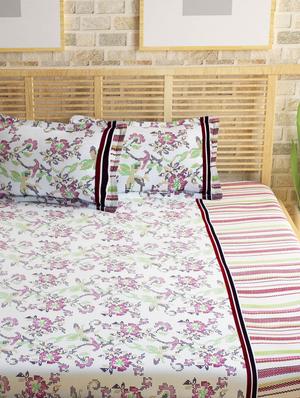 120 tc 100% cotton white 1 double bedsheet with 2 pillow cover - 13975187 - Standard Image - 2