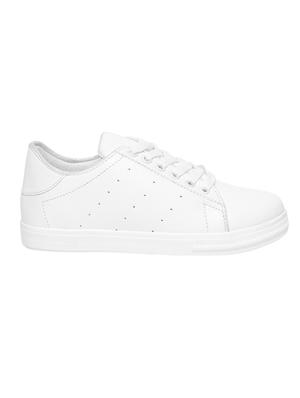 white faux leather laceup sneakers - 13975722 - Standard Image - 2