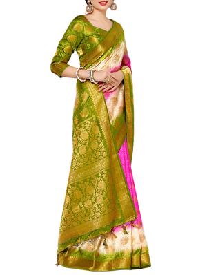 pink art silk woven saree with blouse - 13982891 - Standard Image - 2