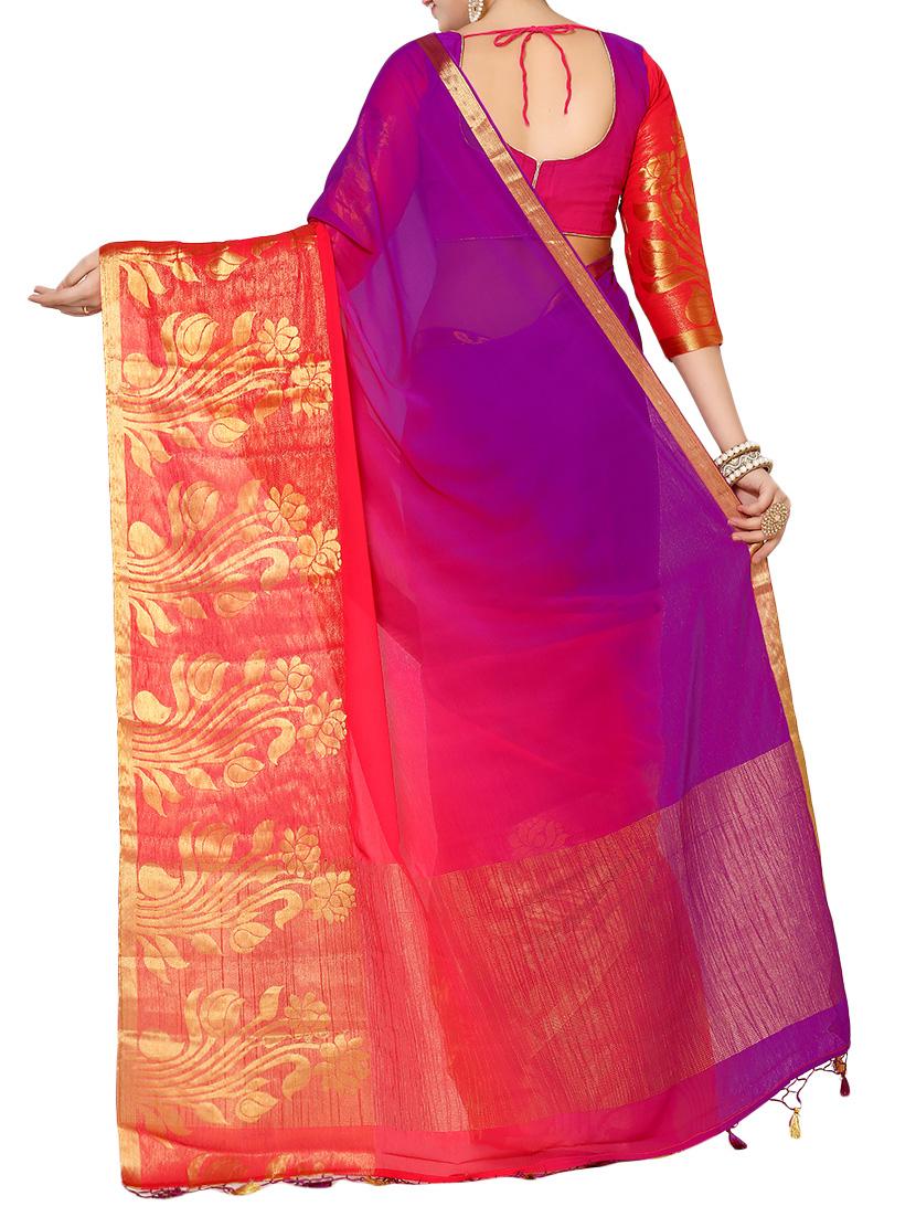 pink chiffon ombre saree with blouse - 13982910 - Zoom Image - 2
