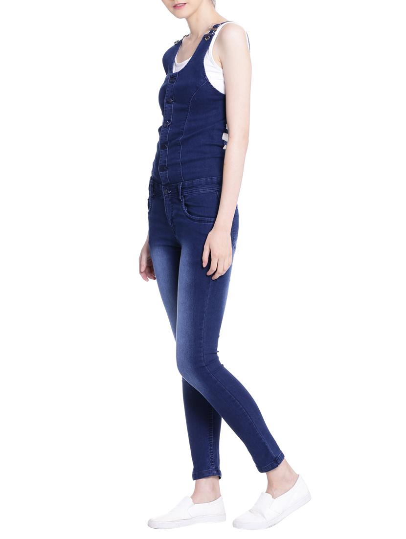 stone washed cut out back dungaree - 13985355 - Zoom Image - 2