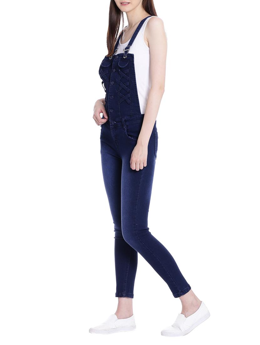 stone washed criss cross front dungaree - 13985360 - Zoom Image - 2