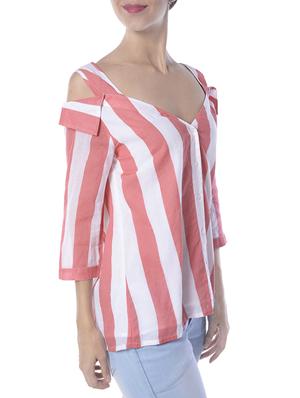 striped cold shoulder top - 13988640 - Standard Image - 2