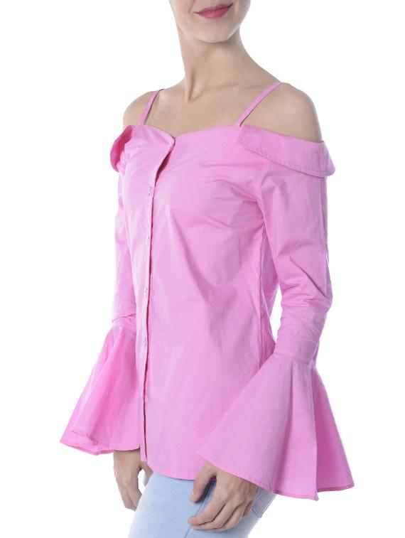 cold shoulder bell sleeved top - 13988658 - Zoom Image - 2