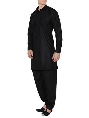 black cotton pathani set - 13990008 - Standard Image - 2