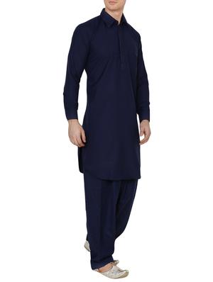 blue cotton pathani ethnic wear set - 13990015 - Standard Image - 2
