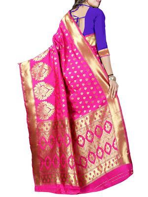 pink art silk banarasi saree with blouse - 13991095 - Standard Image - 2