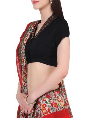 Brocade collar solid blouse - 13994196 - Standard Image - 2