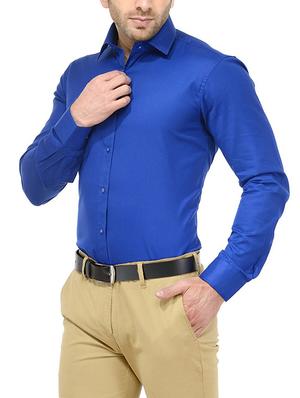 blue cotton formal shirt - 13998051 - Standard Image - 2