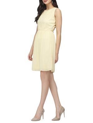 yellow georgette fit & flare dress - 13999322 - Standard Image - 2