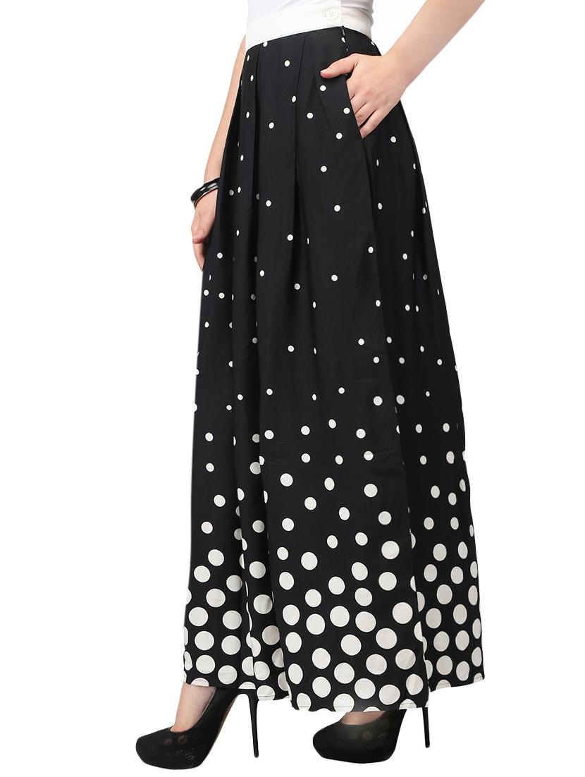black polka dots printed maxi skirt - 14005614 - Zoom Image - 2