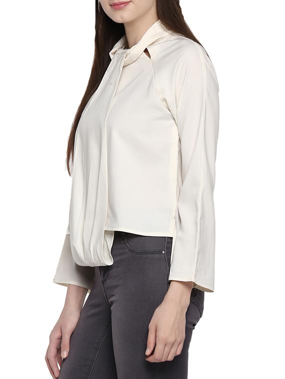 cutout detail tie-up neck top - 14007895 - Zoom Image - 2