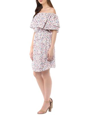 white printed cotton off shoulder dress - 14009118 - Standard Image - 2