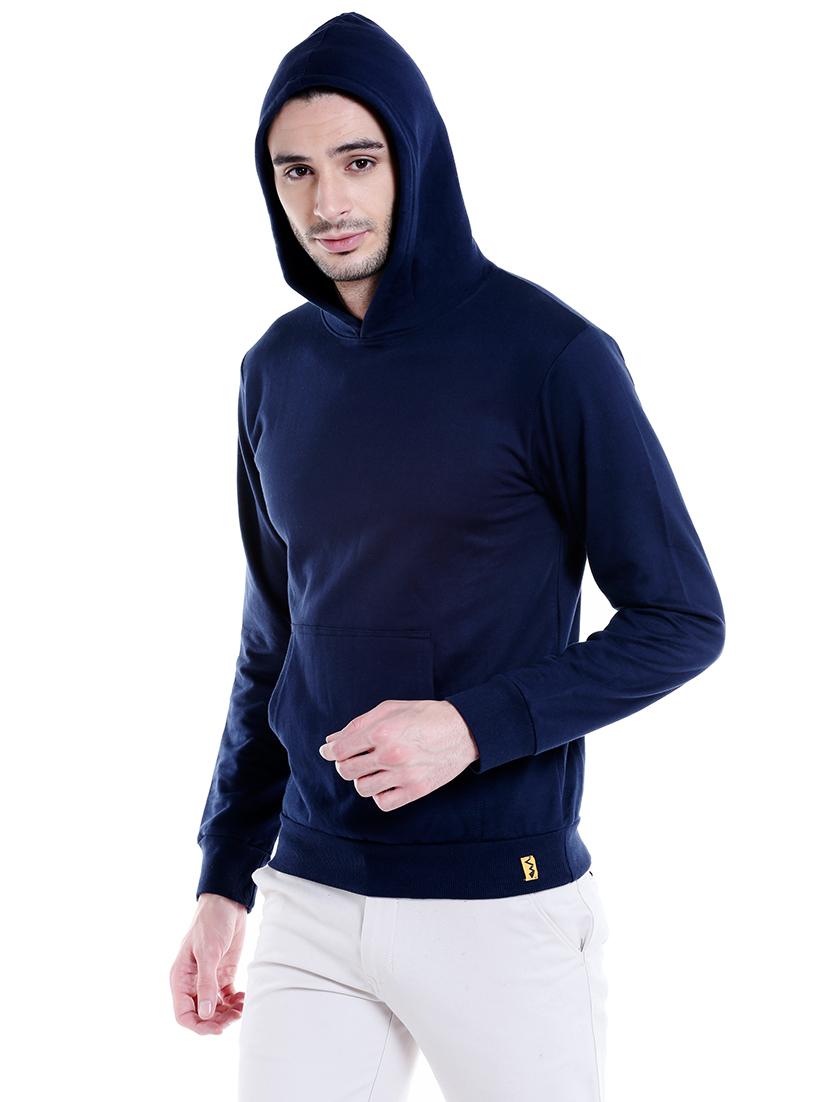 solid navy blue cotton sweatshirt - 14010515 - Zoom Image - 2