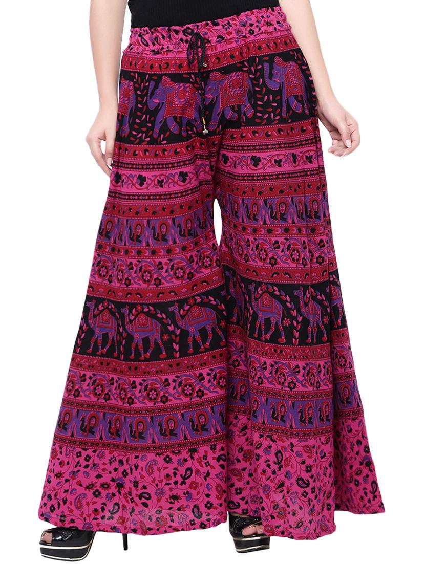 pink cotton printed palazzo - 14010564 - Zoom Image - 2