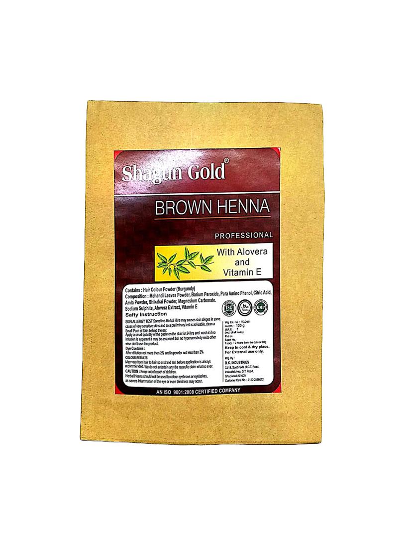 Shagun Gold Hair Colour Brown One Time Use (Set Of 4) 100gm - By