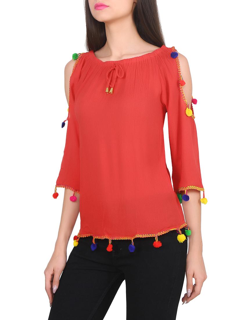 red viscose regular top - 14033487 - Zoom Image - 2