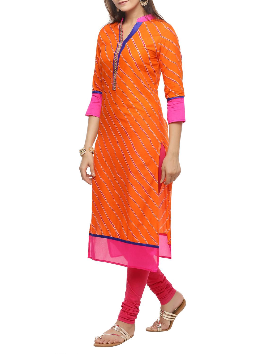 Leheriya straight kurta - 14036805 - Zoom Image - 2