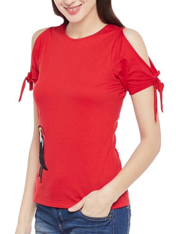 red cotton regular tee - 14038609 - Zoom Image - 2