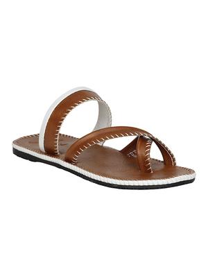 tan leatherette slip on slipper - 14039338 - Standard Image - 2