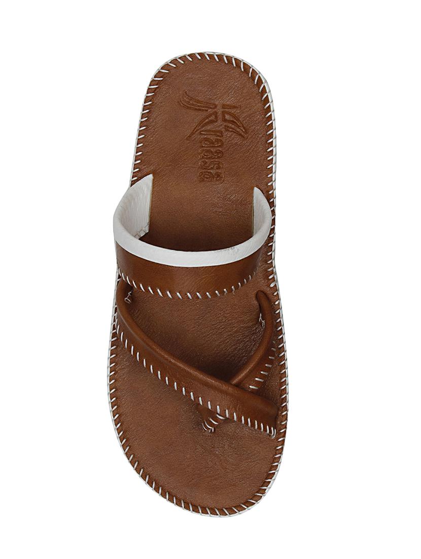 tan leatherette slip on slipper - 14039338 - Zoom Image - 5