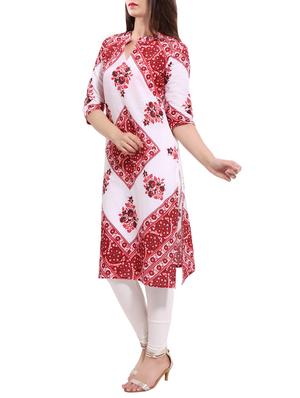 red cotton straight kurta - 14040389 - Standard Image - 2