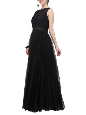 black net party semi-stitched gown - 14043325 - Standard Image - 2