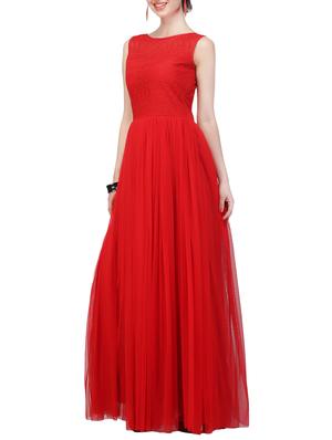 red net party semi-stitched gown - 14043326 - Standard Image - 2