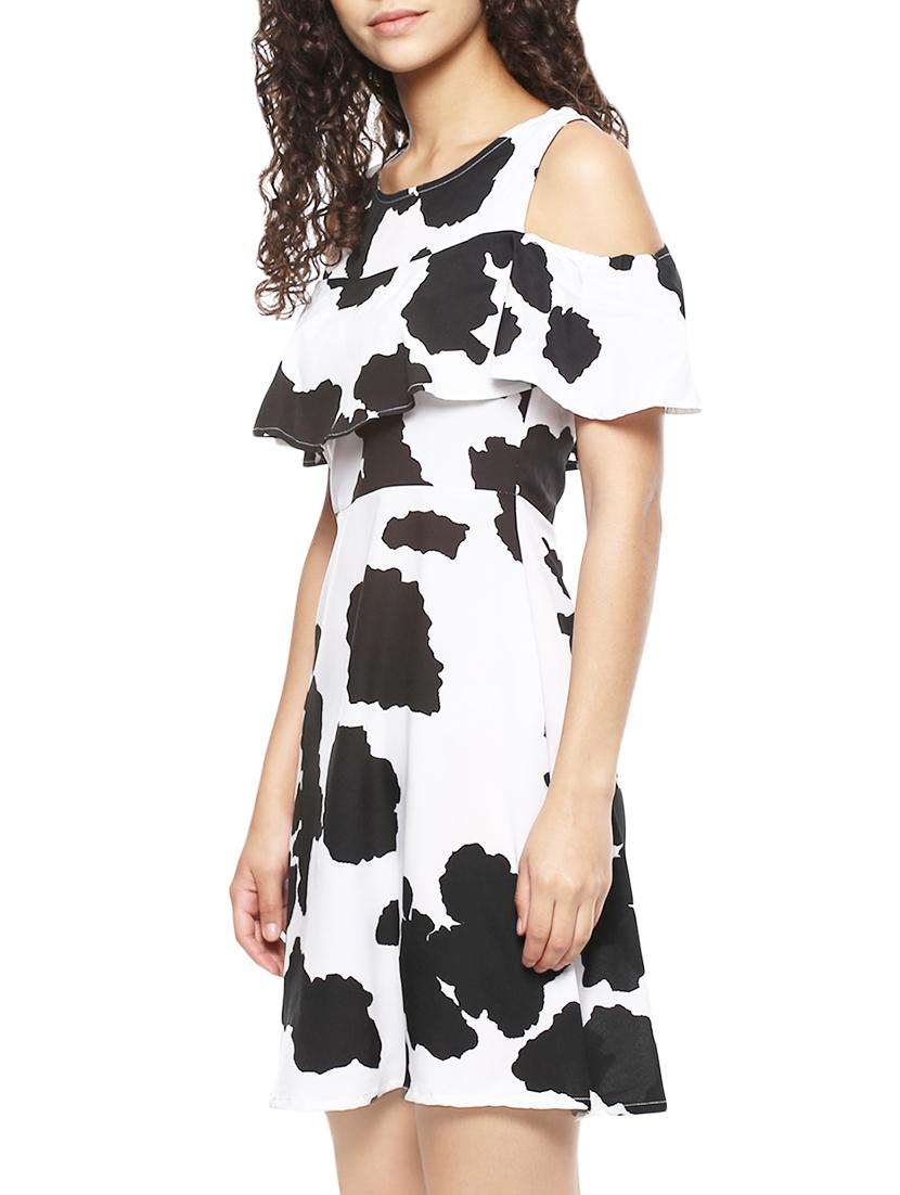 cold shoulder printed a-line dress - 14045201 - Zoom Image - 2
