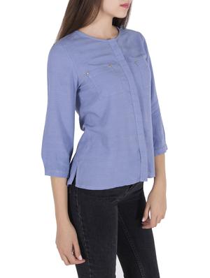 blue viscose regular shirt - 14046594 - Standard Image - 2