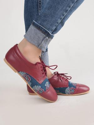 Burgundy Ajrakh Oxford Shoes - 14047003 - Standard Image - 2